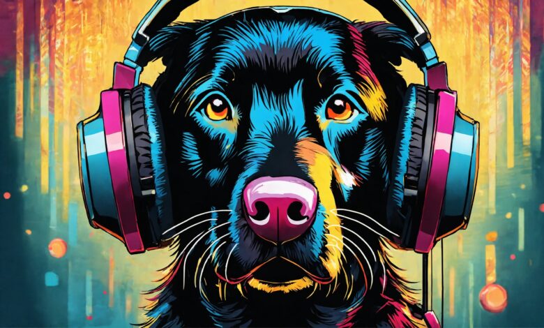 Black lab dog with a spiky hairstyle n headset.jpg 1